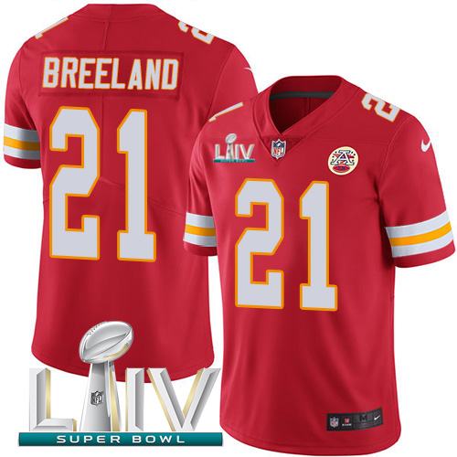 Kansas City Chiefs Nike #21 Bashaud Breeland Red Super Bowl LIV 2020 Team Color Men Stitched NFL Vapor Untouchable Limited Jersey